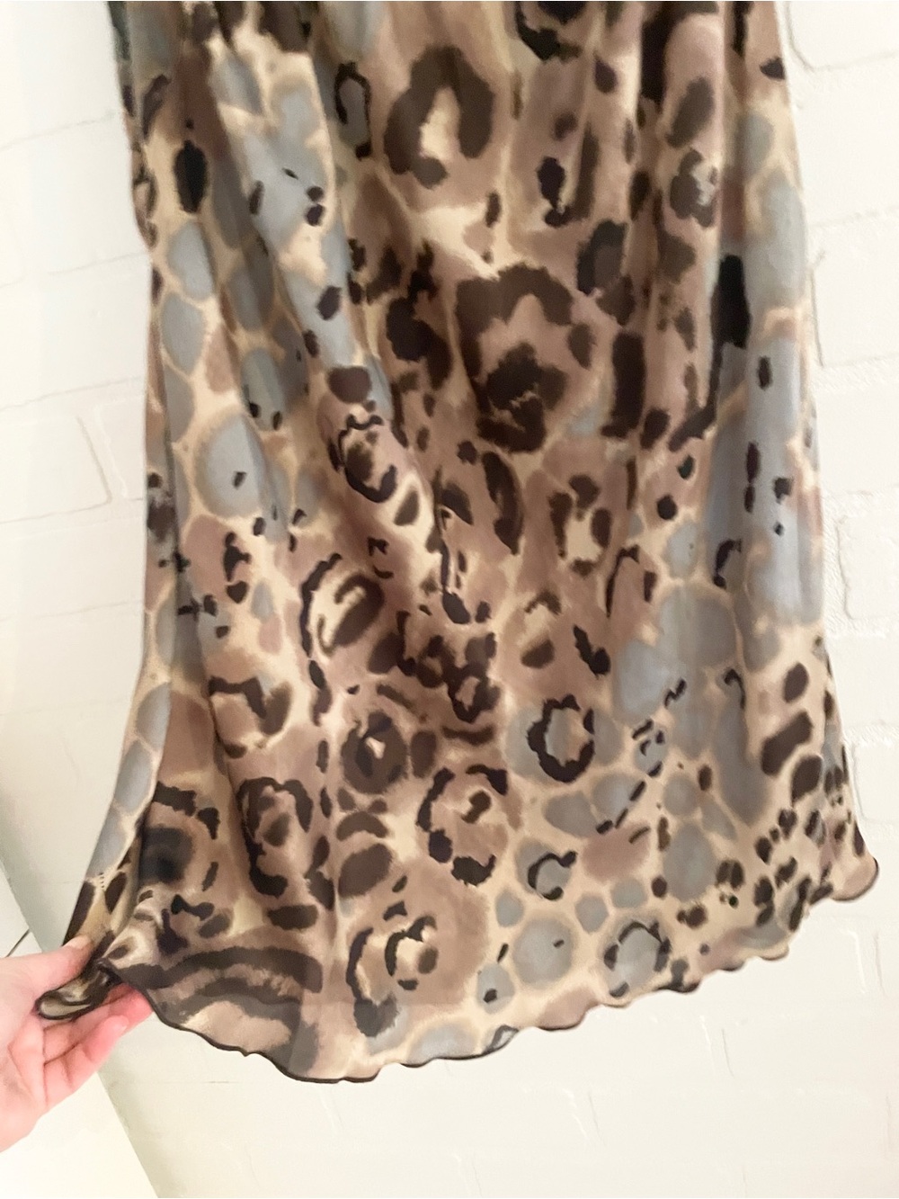 Y2K Mob Wife Animal Print Satin Longline Blouse/micro dress Lettuce Hem Sz XL - Picture 8 of 15
